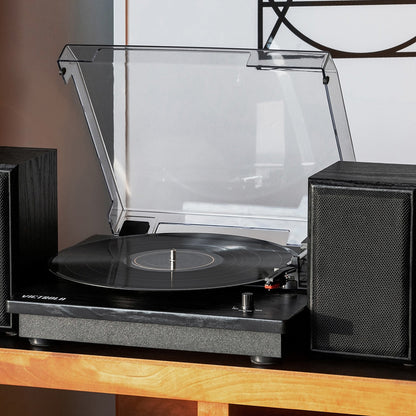 Victrola Montauk Bluetooth Turntable System with Bookshelf Speakers (Black)