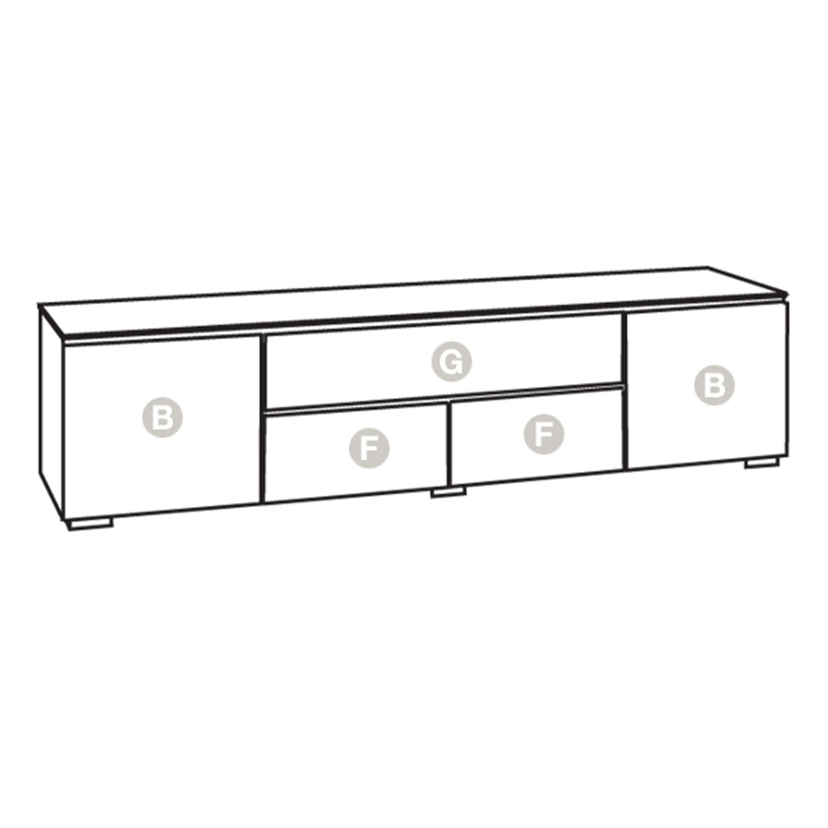 Salamander Chameleon Collection Barcelona 245 Quad AV Cabinet (Natural Walnut with Gloss White Doors)