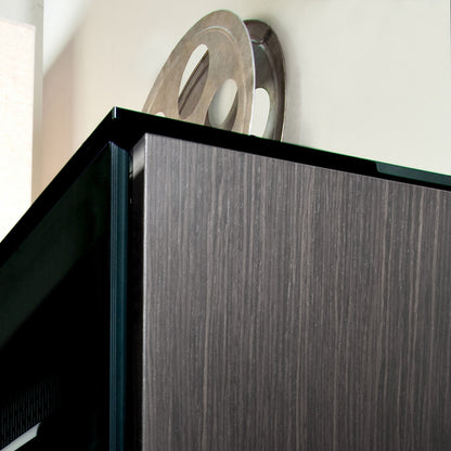 Salamander Chameleon Collection Oslo 617 Single AV Cabinet (Black Oak with Smoked Glass Doors & Black Glass Top)