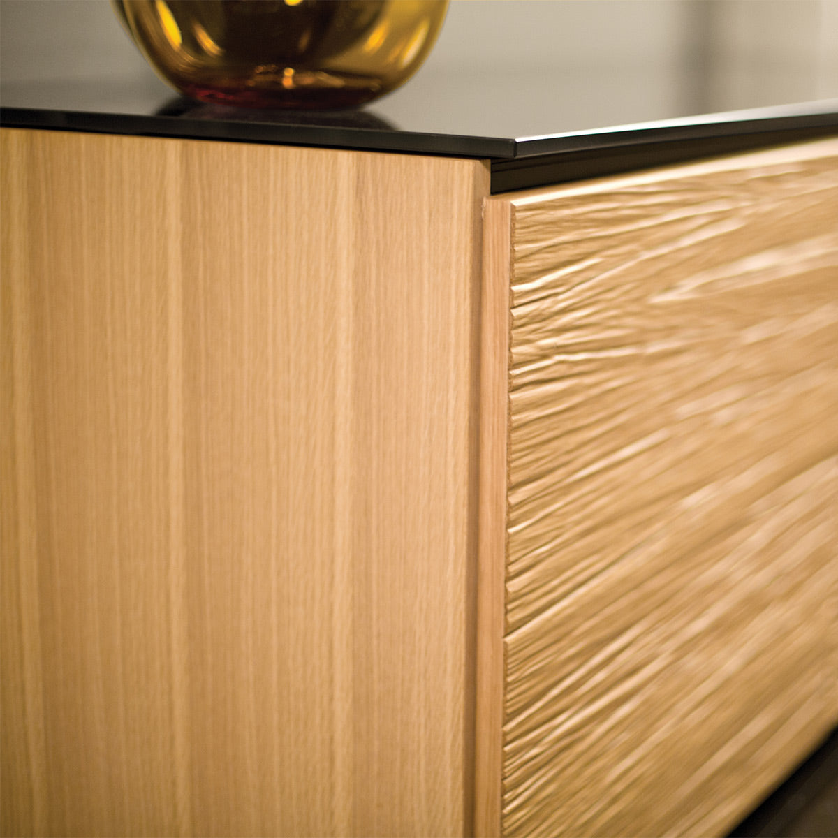 Salamander Chameleon Collection Denver 236 Triple Speaker Integrated Cabinet (Deep Textured Natural Oak with Black Glass Top)