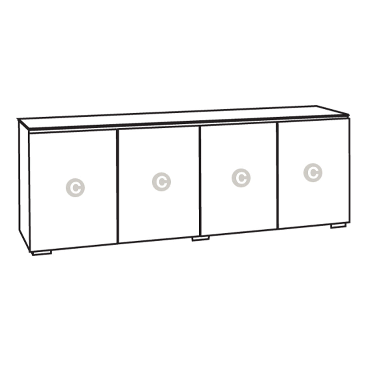 Salamander Chameleon Collection Denver 347 Quad AV Cabinet (Deep Textured Medium Walnut with Black Glass Top)