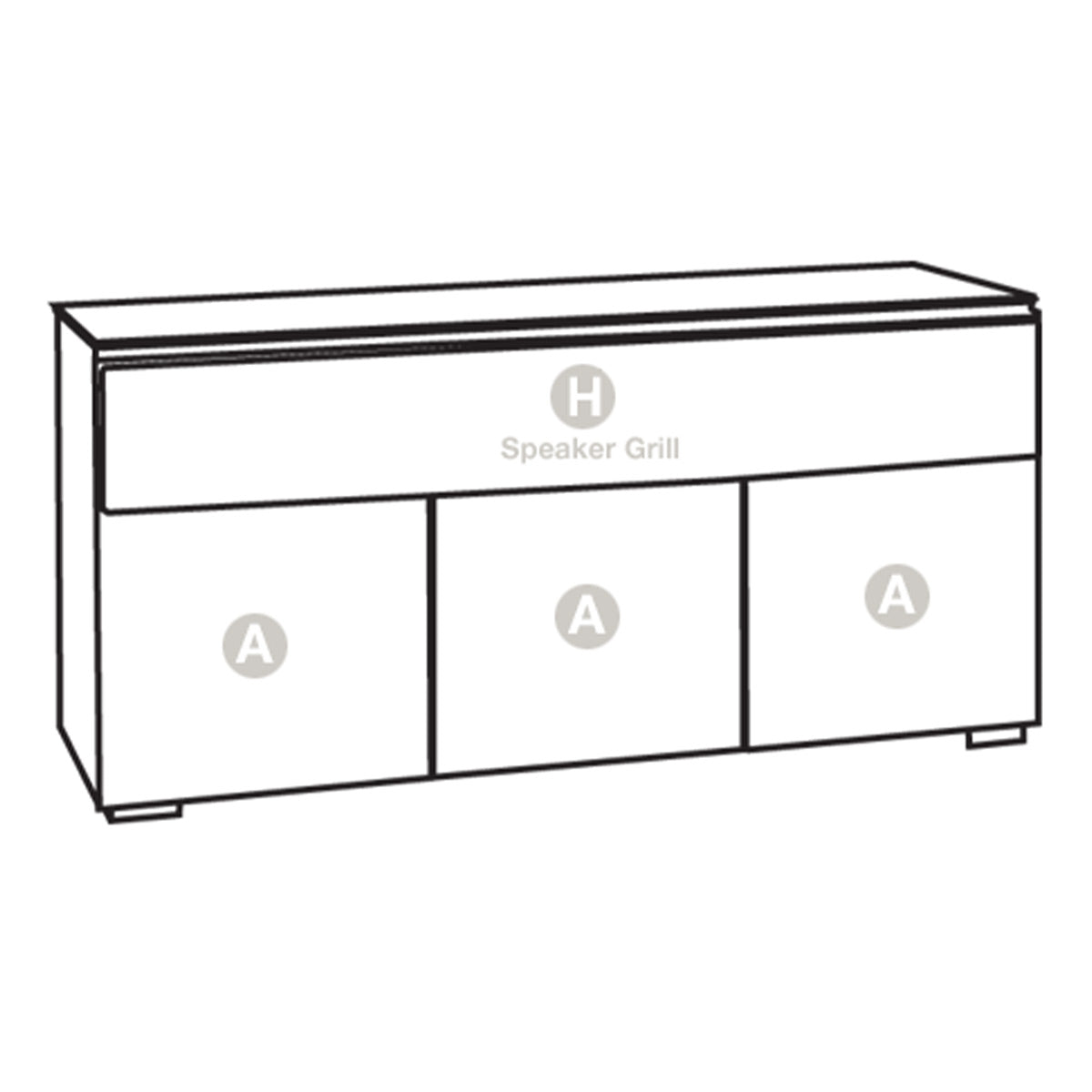 Salamander Chameleon Collection Zurich 339 Triple Speaker Integrated Cabinet (Horizontal Wood Pattern with Black Glass Top)