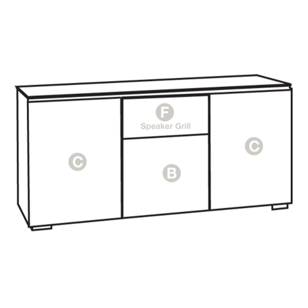 Salamander Chameleon Collection Zurich 336 Triple Speaker Integrated Cabinet (Horizontal Wood Pattern with Black Glass Top)